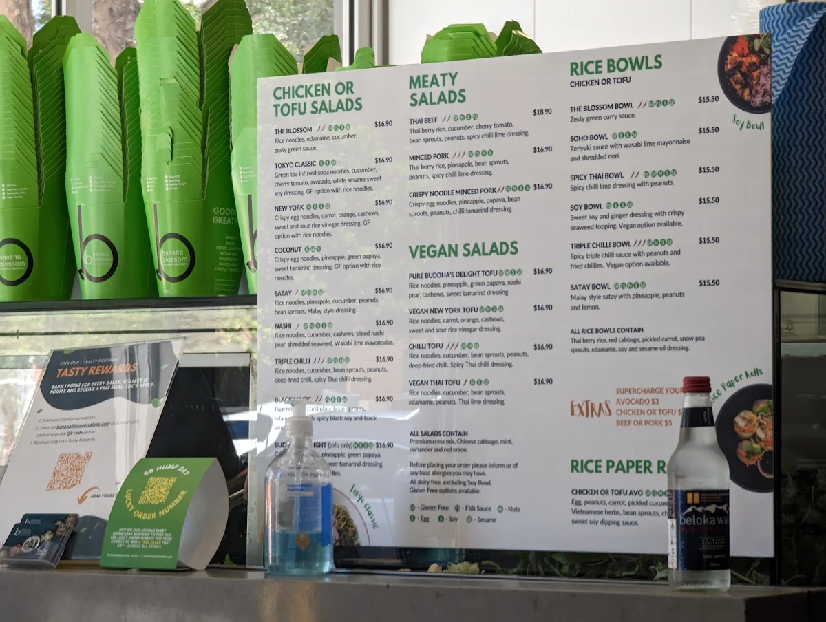Menu, Banana Blossom Bondi Beach