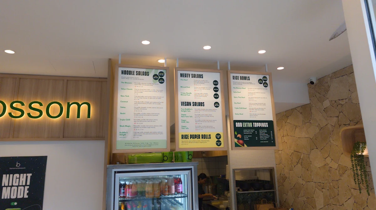 Menu, Banana Blossom Bondi Beach