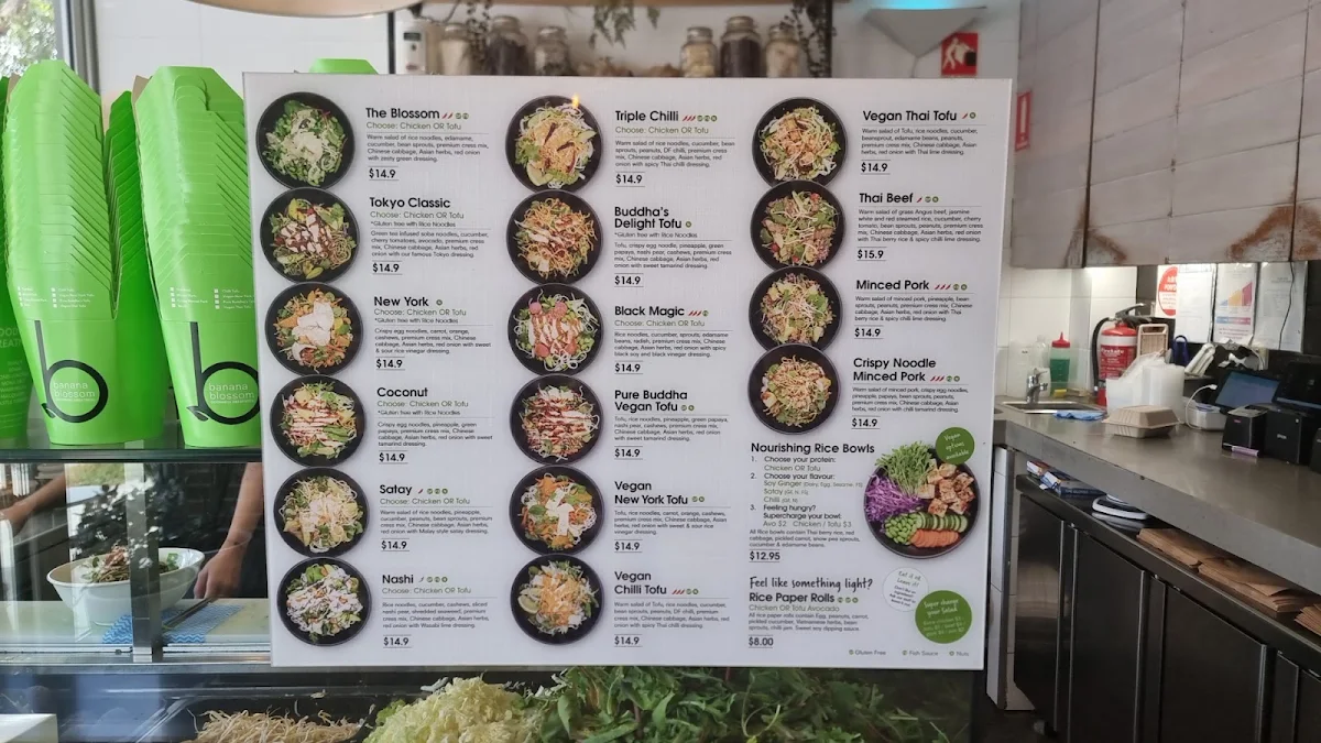 Menu, Banana Blossom Bondi Beach