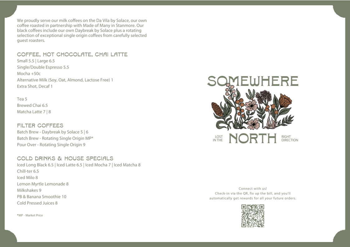 Menu, Somewhere North
