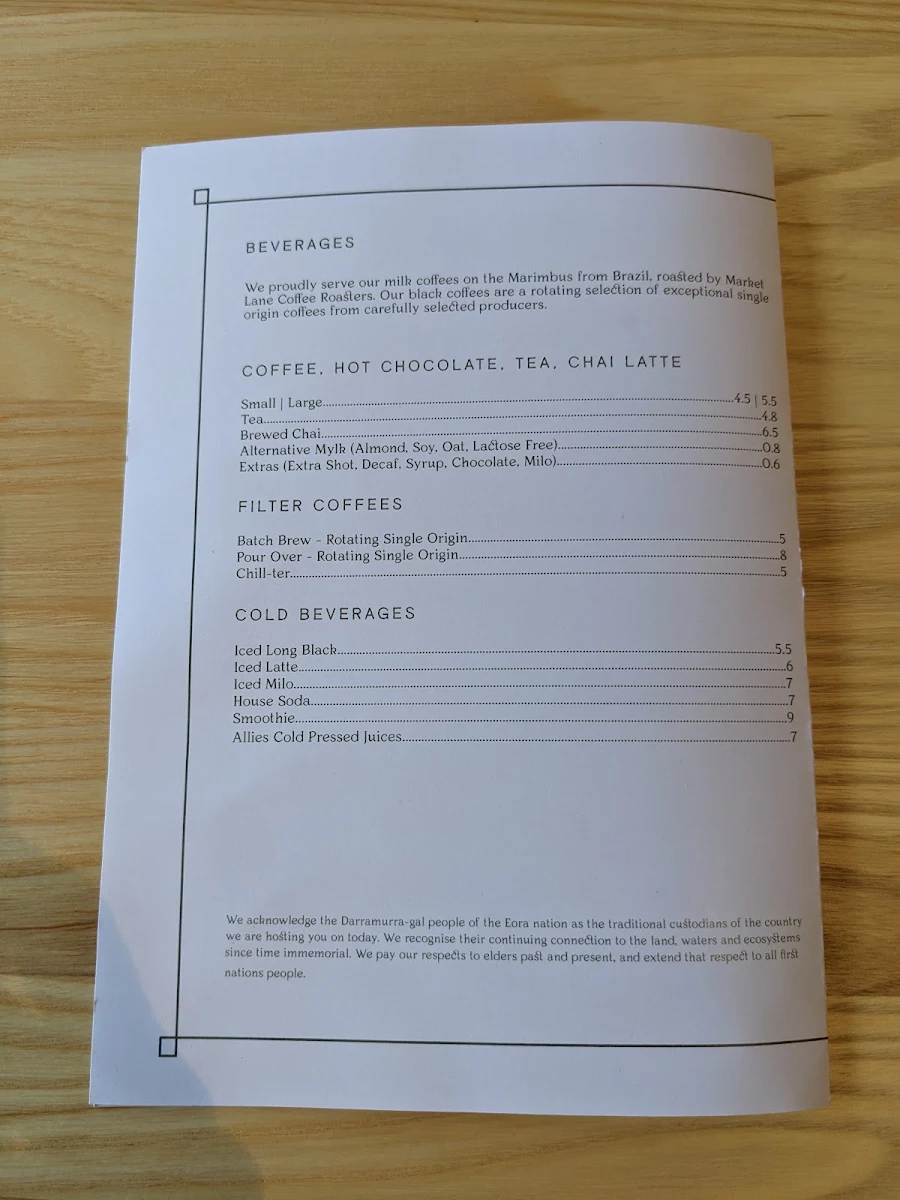 Menu, Somewhere North