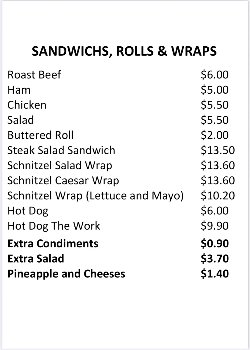 Menu, Gillieston Heights Take Away and Bottle shop