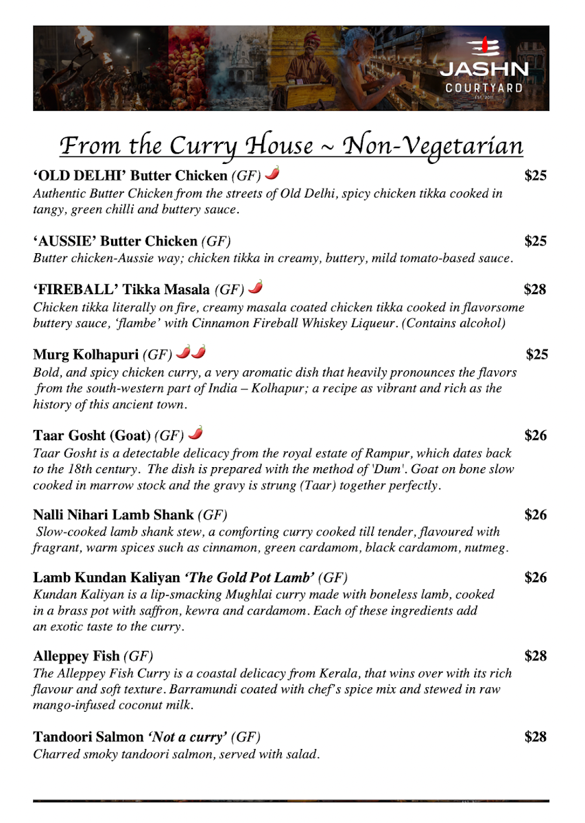 Menu, Jashn Courtyard / Whiskey Library