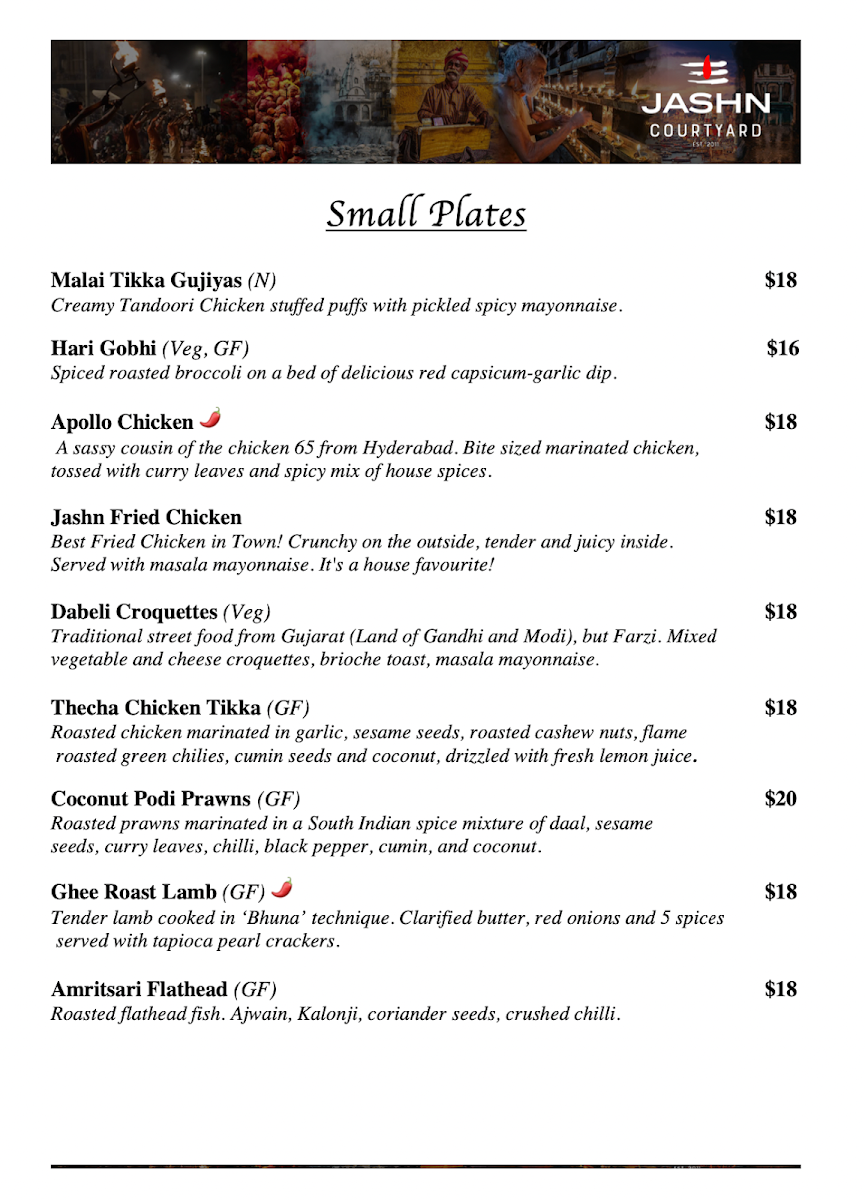 Menu, Jashn Courtyard / Whiskey Library