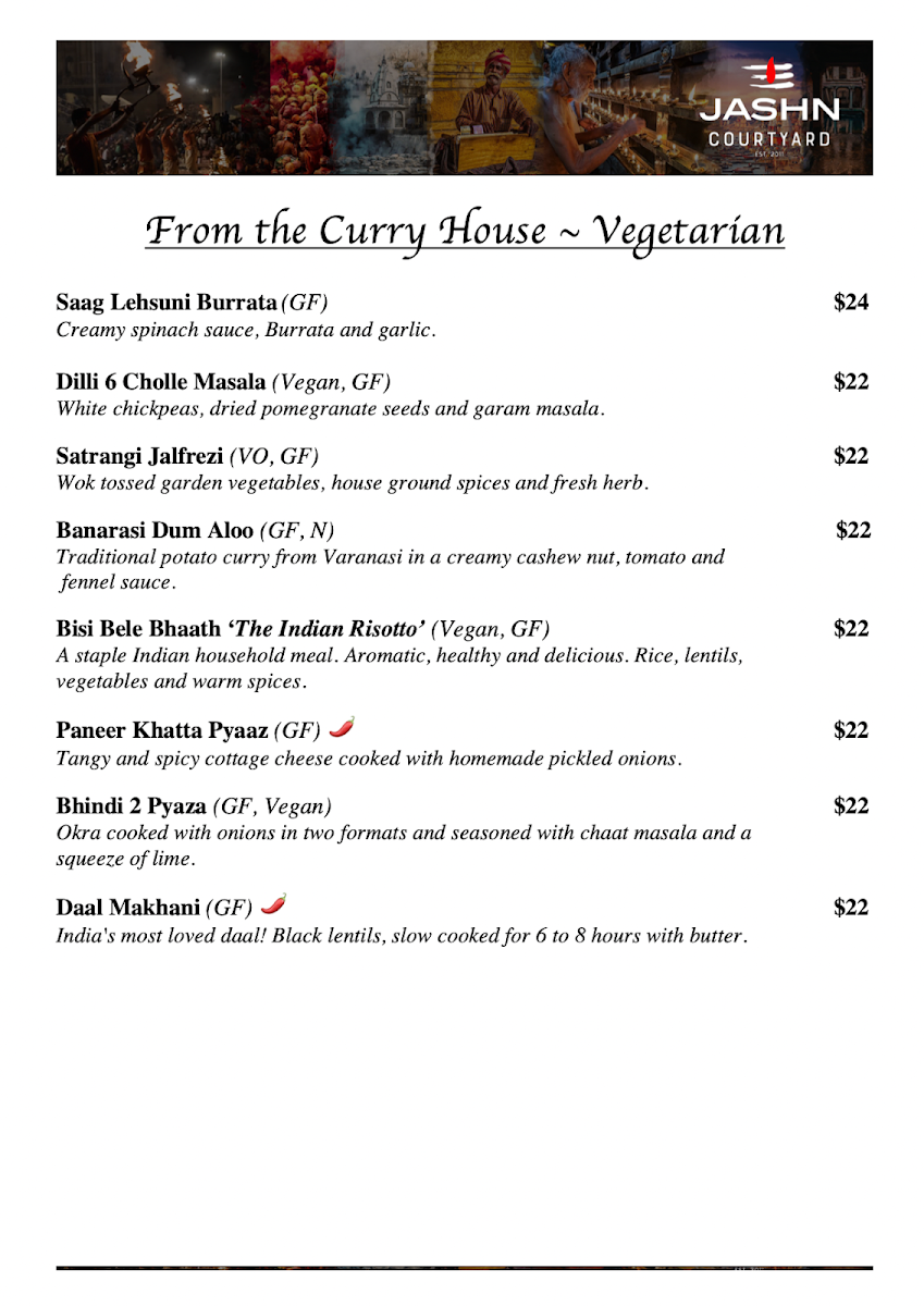 Menu, Jashn Courtyard / Whiskey Library
