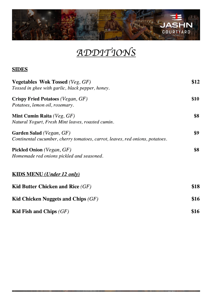 Menu, Jashn Courtyard / Whiskey Library