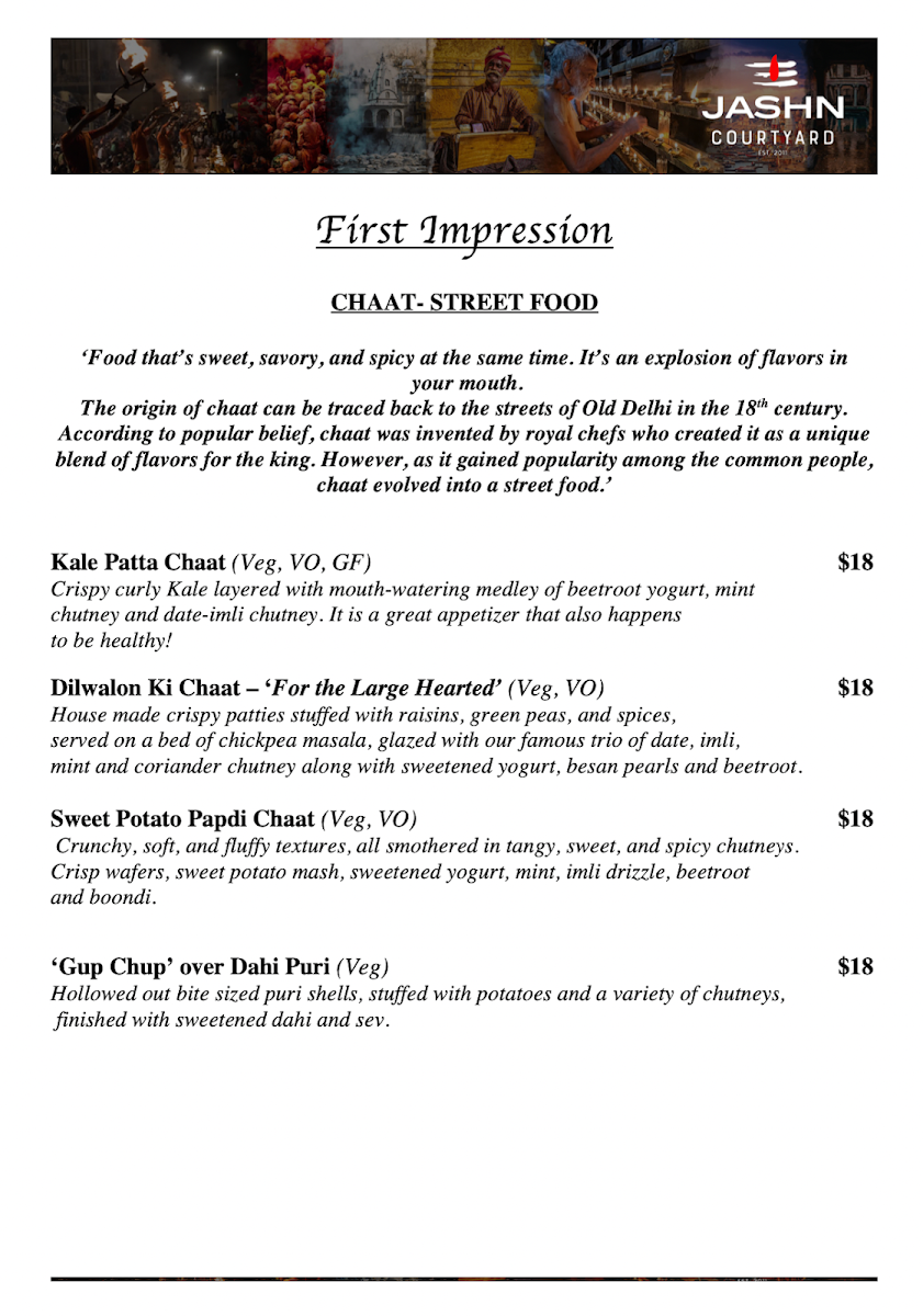 Menu, Jashn Courtyard / Whiskey Library