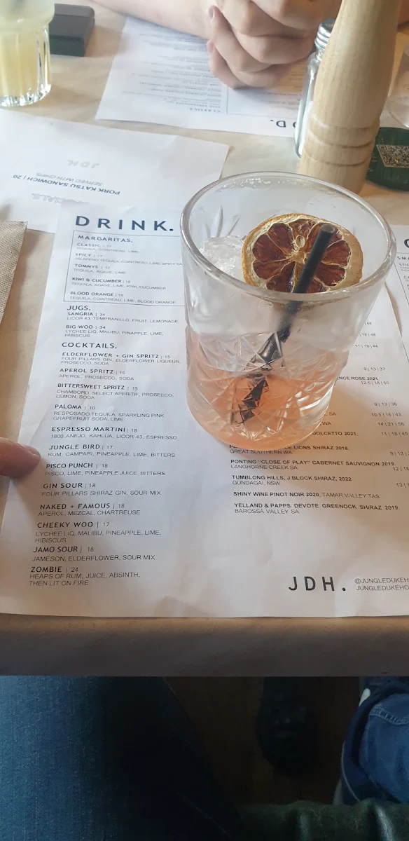 Menu, Jungle Duke Hotel