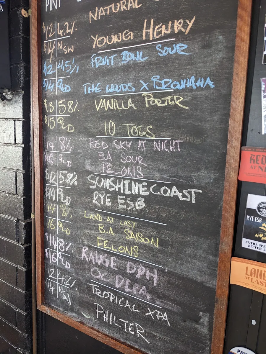 Menu, The Woods Bar