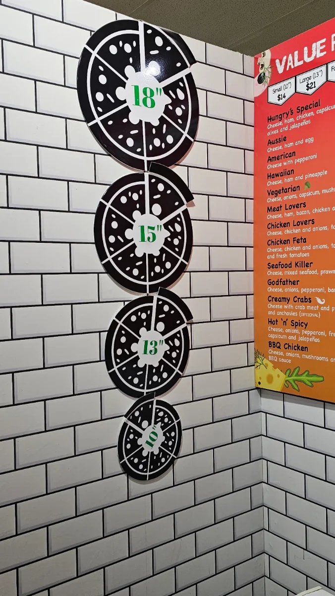 Menu, Hungry Oz Pizza