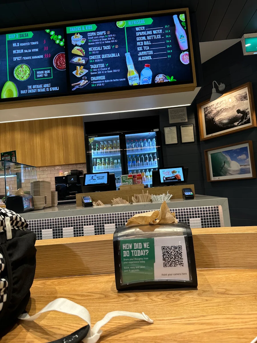 Menu, Mad Mex Sydney Airport Domestic T2