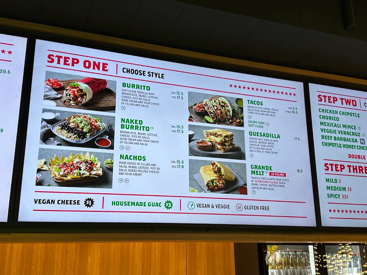 Menu, Mad Mex Sydney Airport Domestic T2