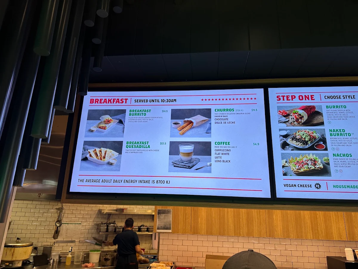 Menu, Mad Mex Sydney Airport Domestic T2