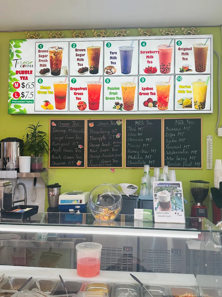 Menu, T & tea coffee