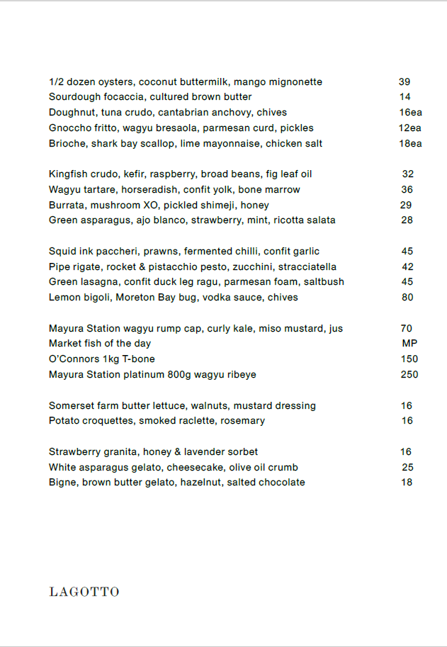 Menu, Lagotto