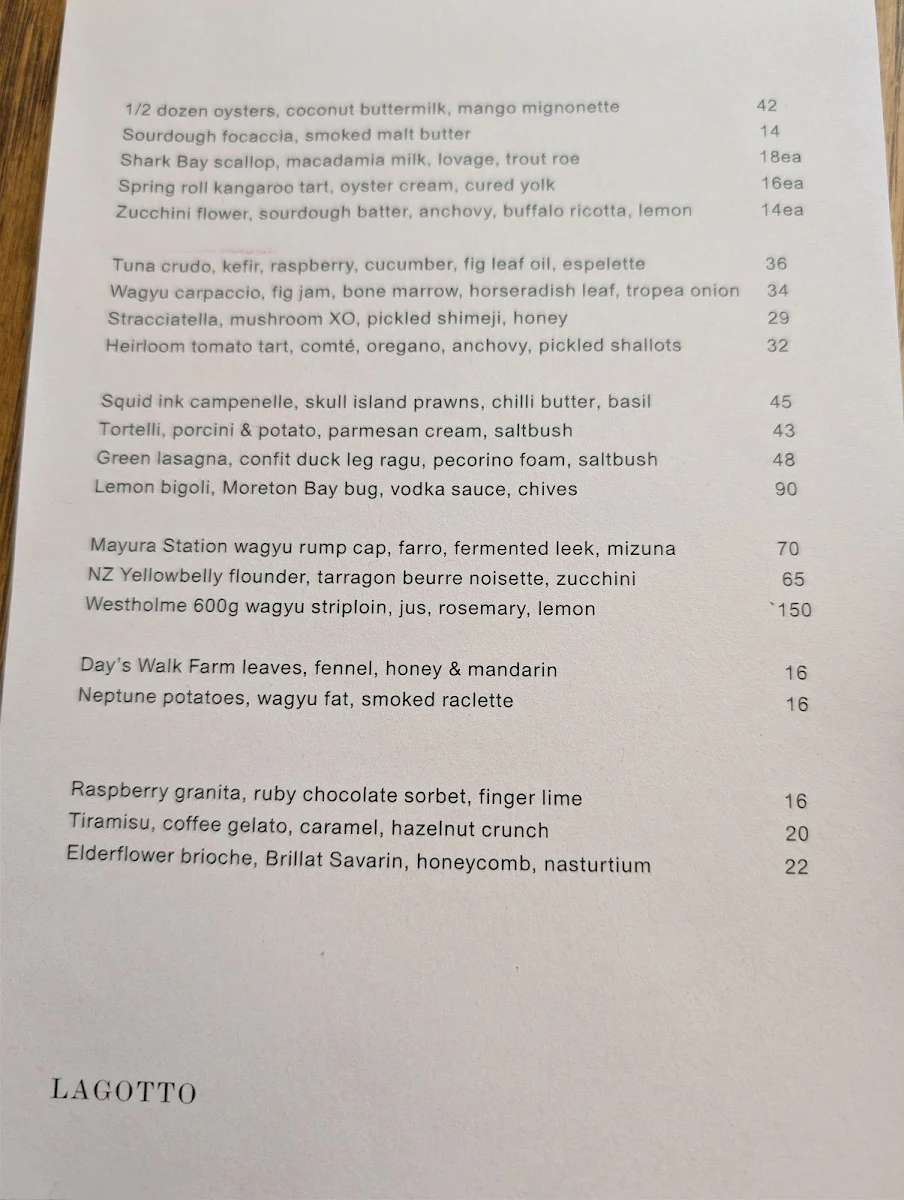 Menu, Lagotto
