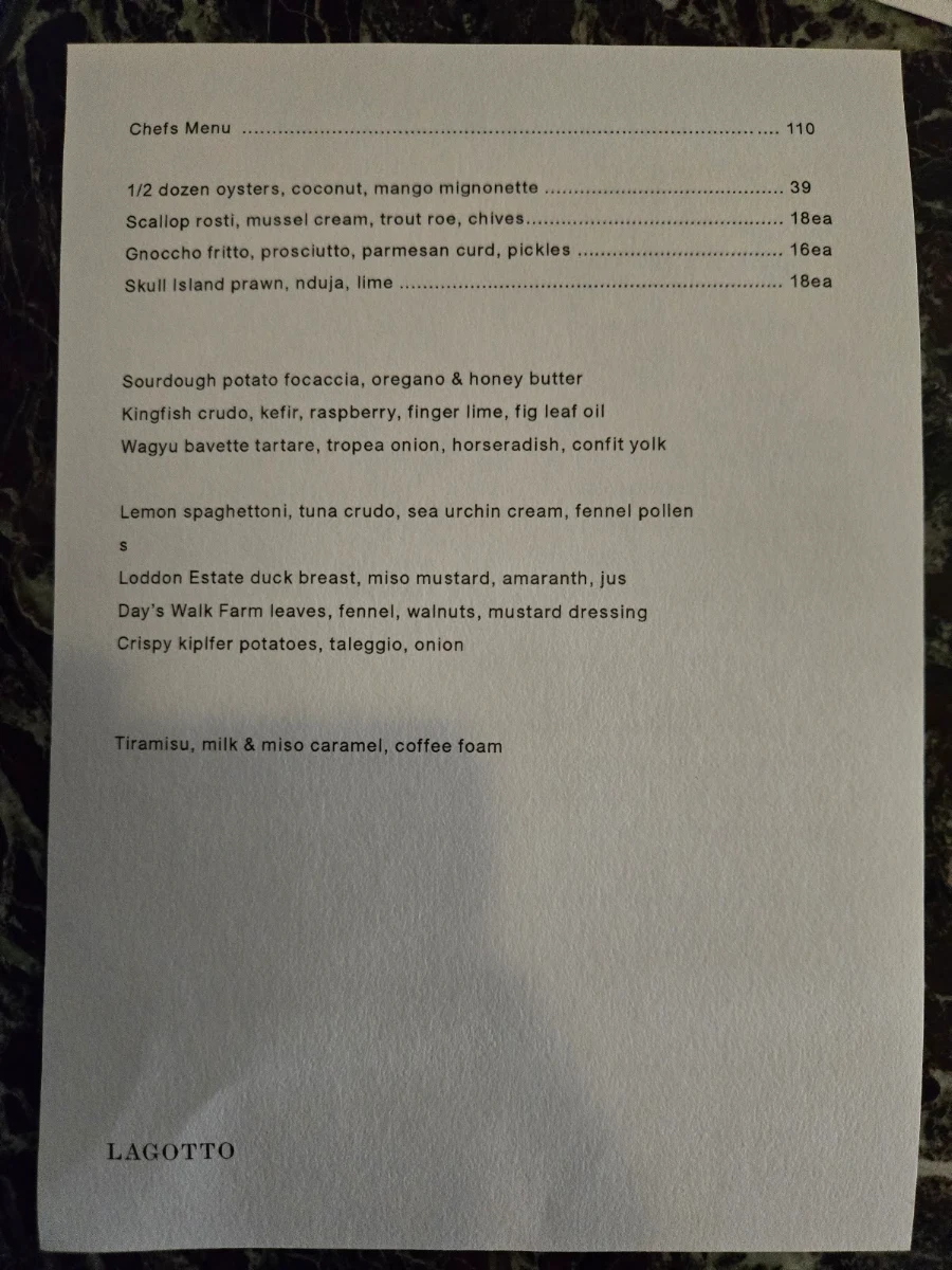 Menu, Lagotto