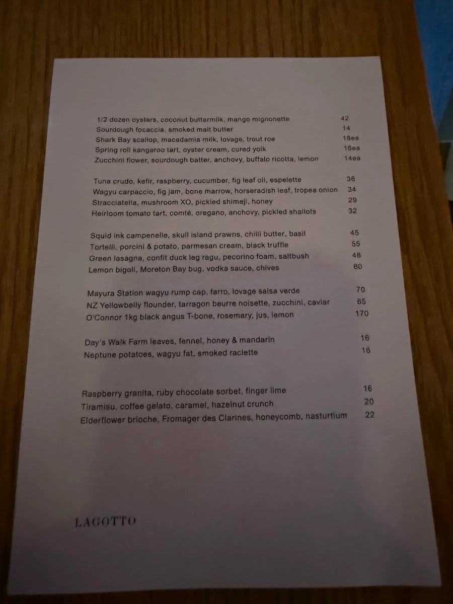 Menu, Lagotto