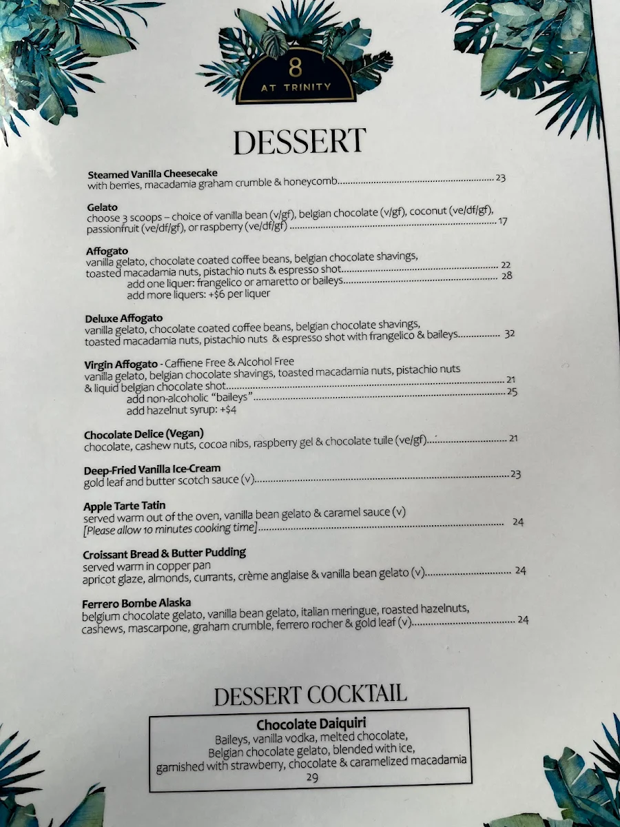 Menu, 8 at Trinity