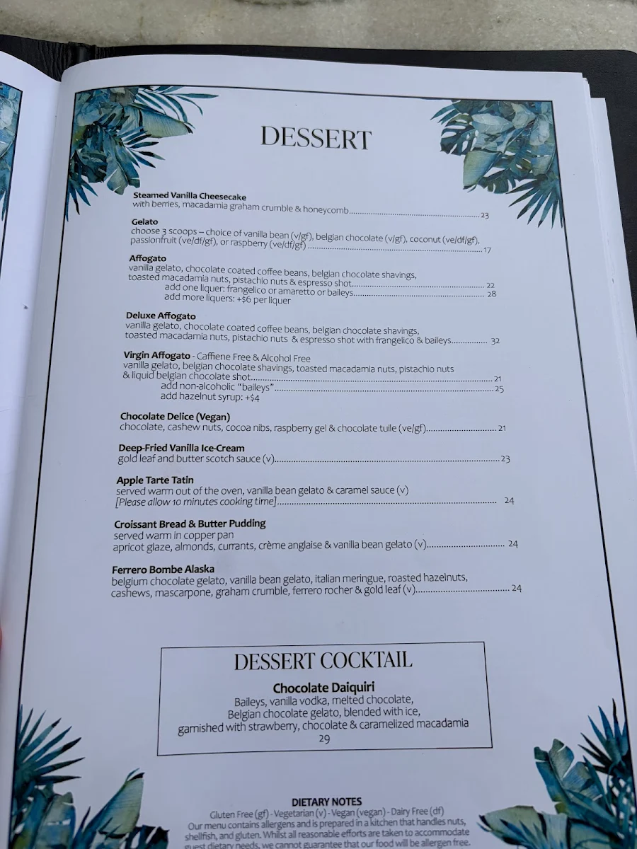 Menu, 8 at Trinity