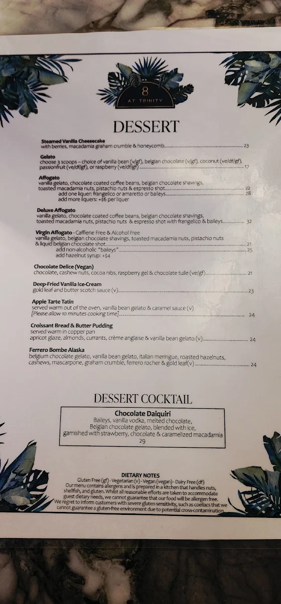Menu, 8 at Trinity