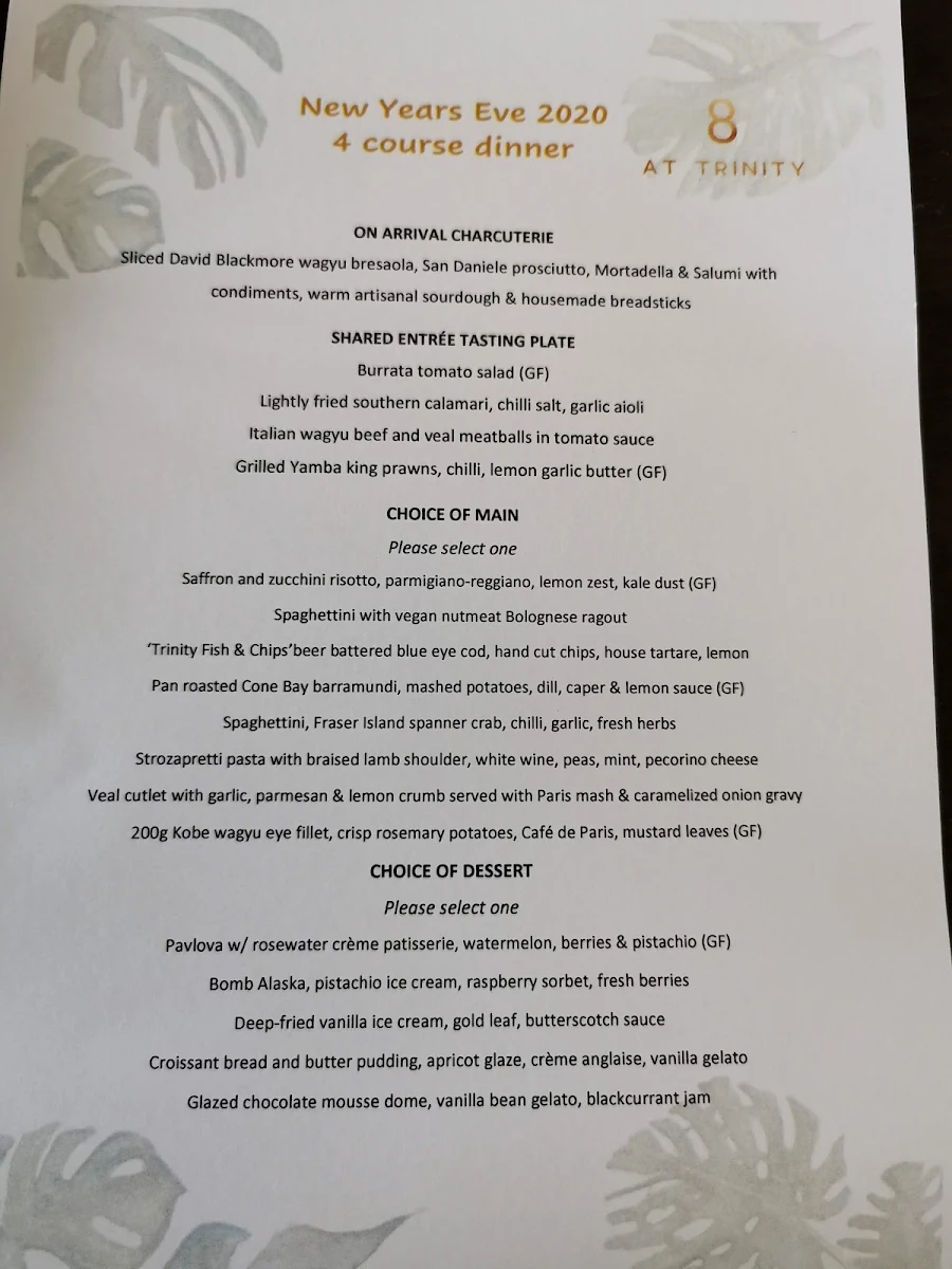 Menu, 8 at Trinity