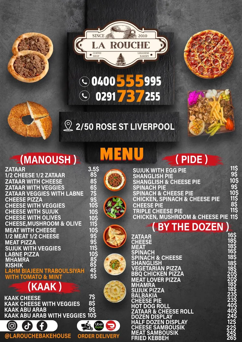 Menu, Larouche Restaurant & Bakehouse