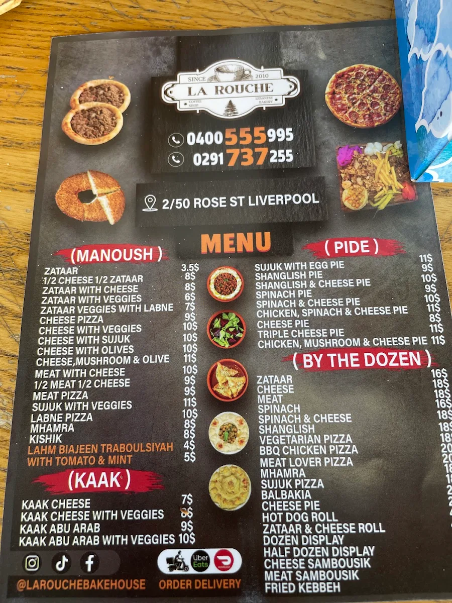 Menu, Larouche Restaurant & Bakehouse