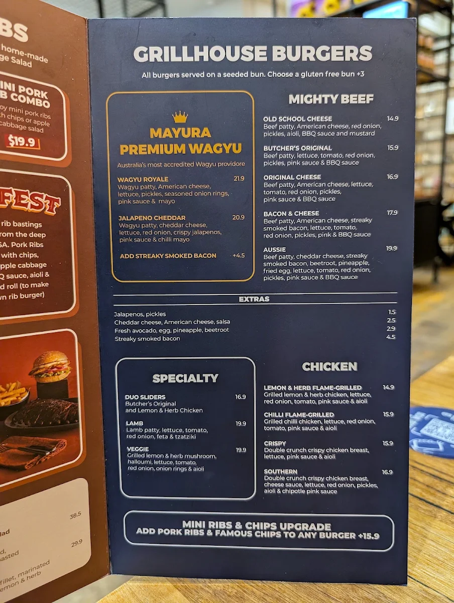 Menu, Ribs & Burgers Hawthorn