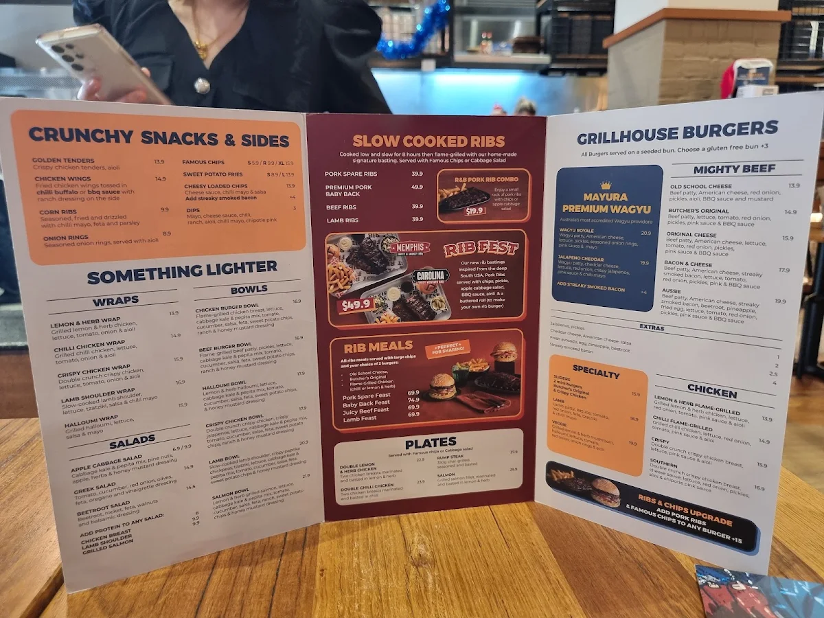 Menu, Ribs & Burgers Hawthorn