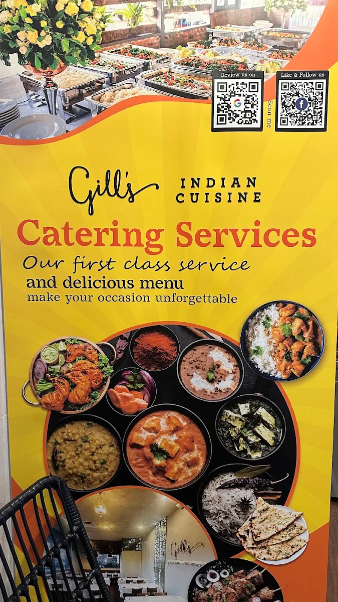 Menu, Gills Indian Cuisine