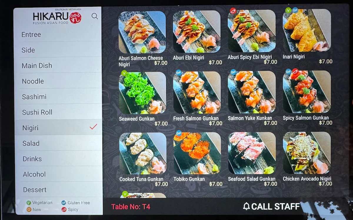 Menu, HIKARU Kawana