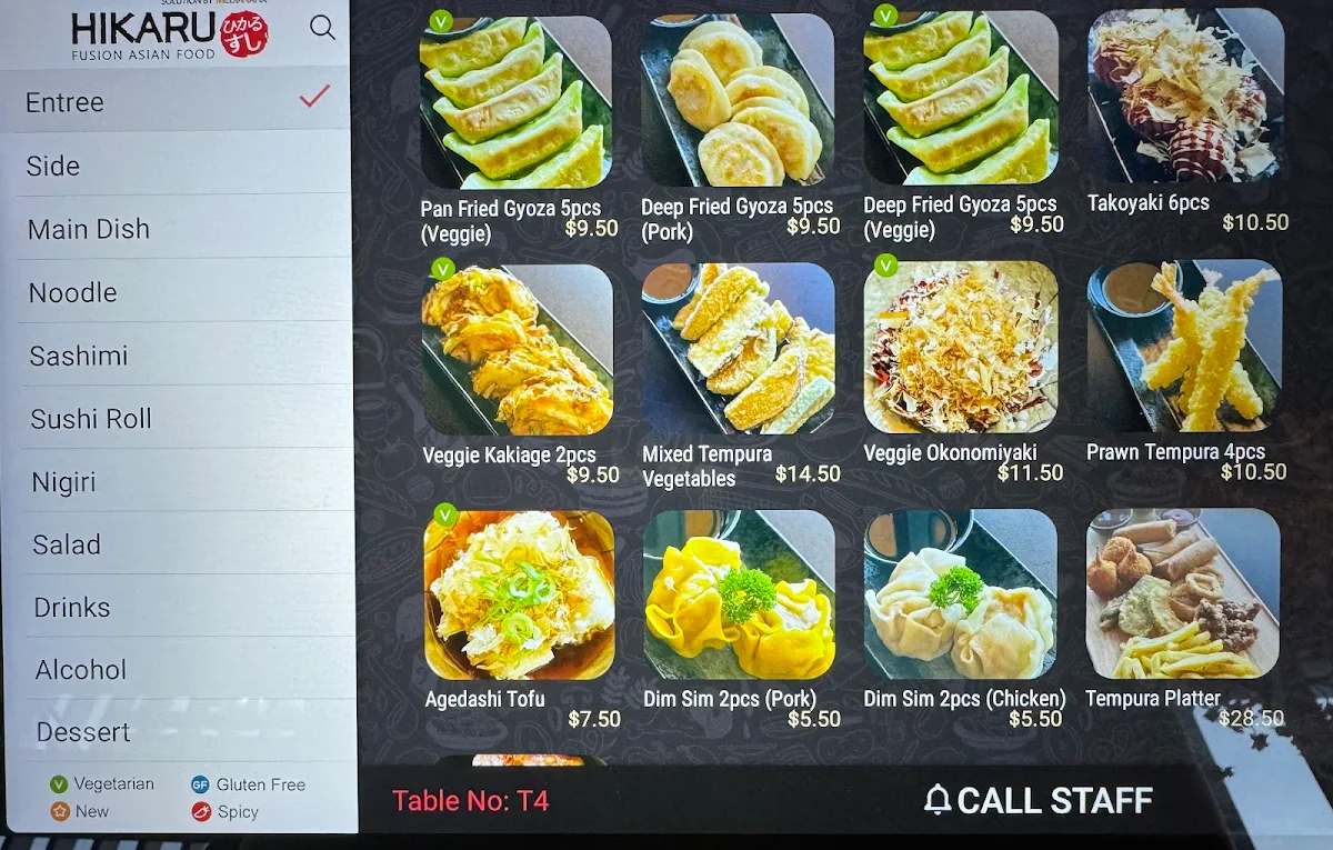 Menu, HIKARU Kawana