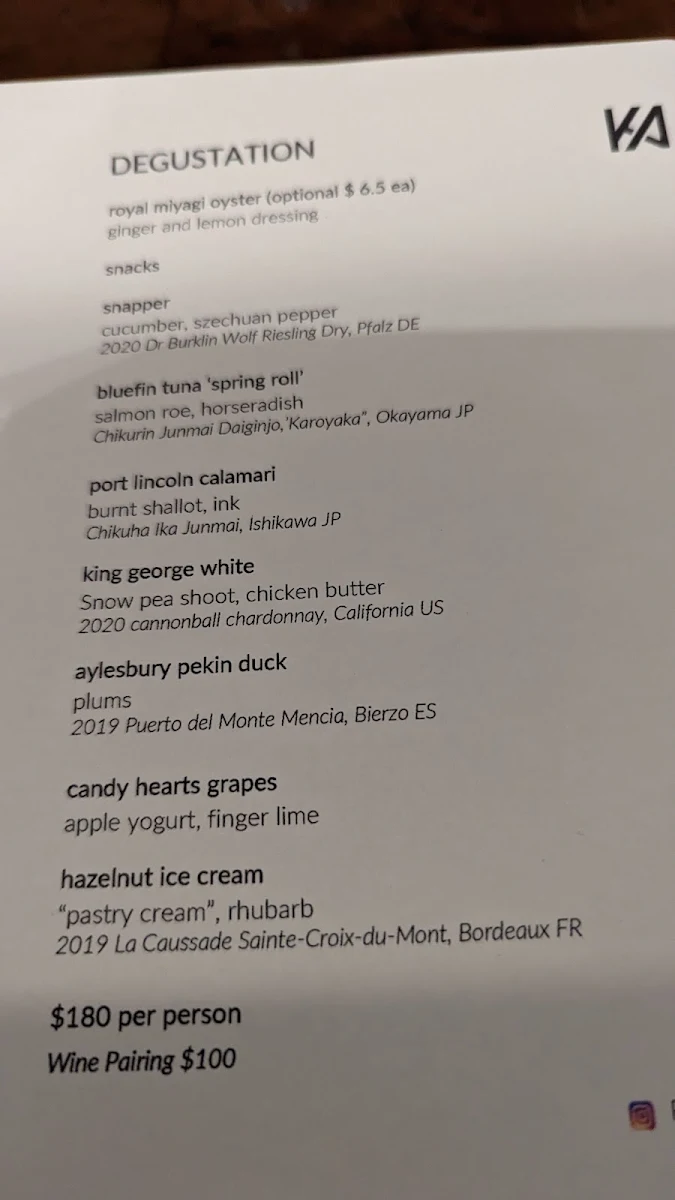 Menu, Restaurant Ka