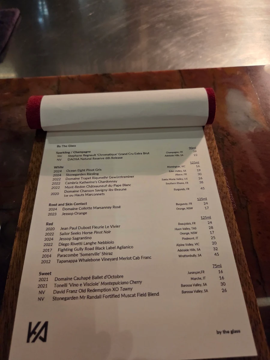 Menu, Restaurant Ka