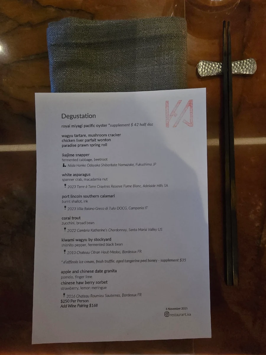 Menu, Restaurant Ka
