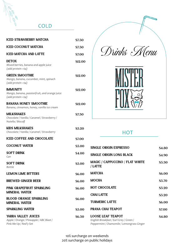 Menu, Mister Fox