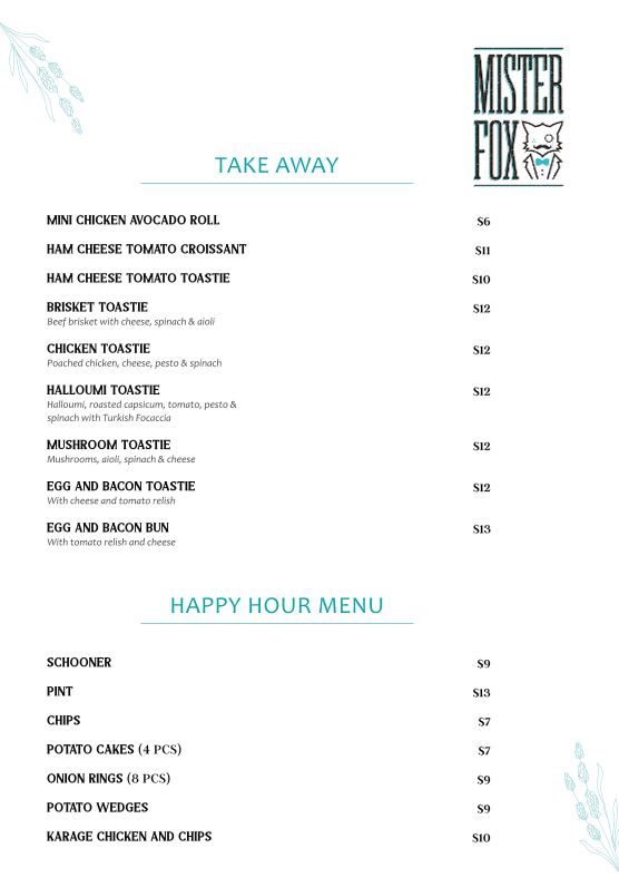 Menu, Mister Fox
