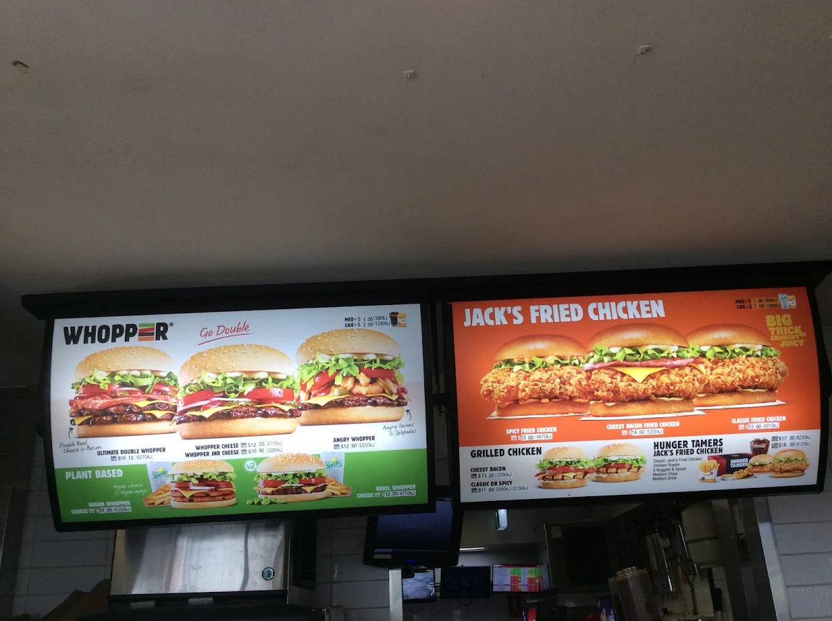 Menu, Hungry Jack's Burgers Scoresby