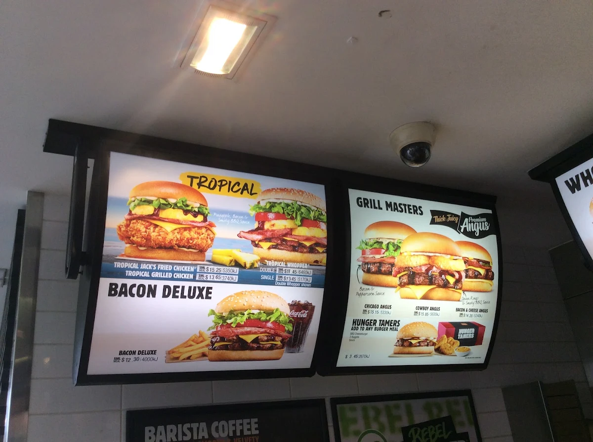 Menu, Hungry Jack's Burgers Scoresby
