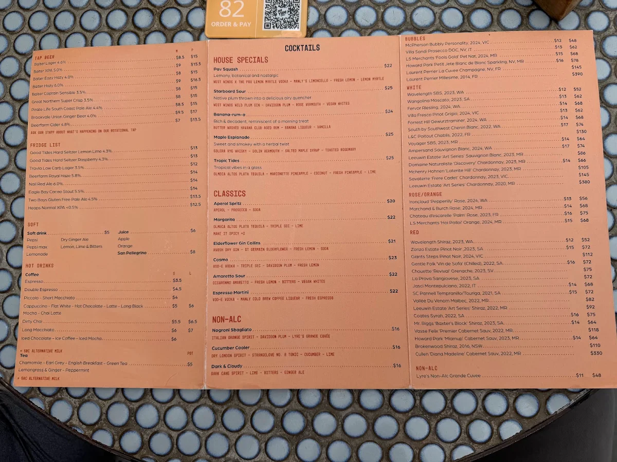 Menu, The Rowing Pavilion