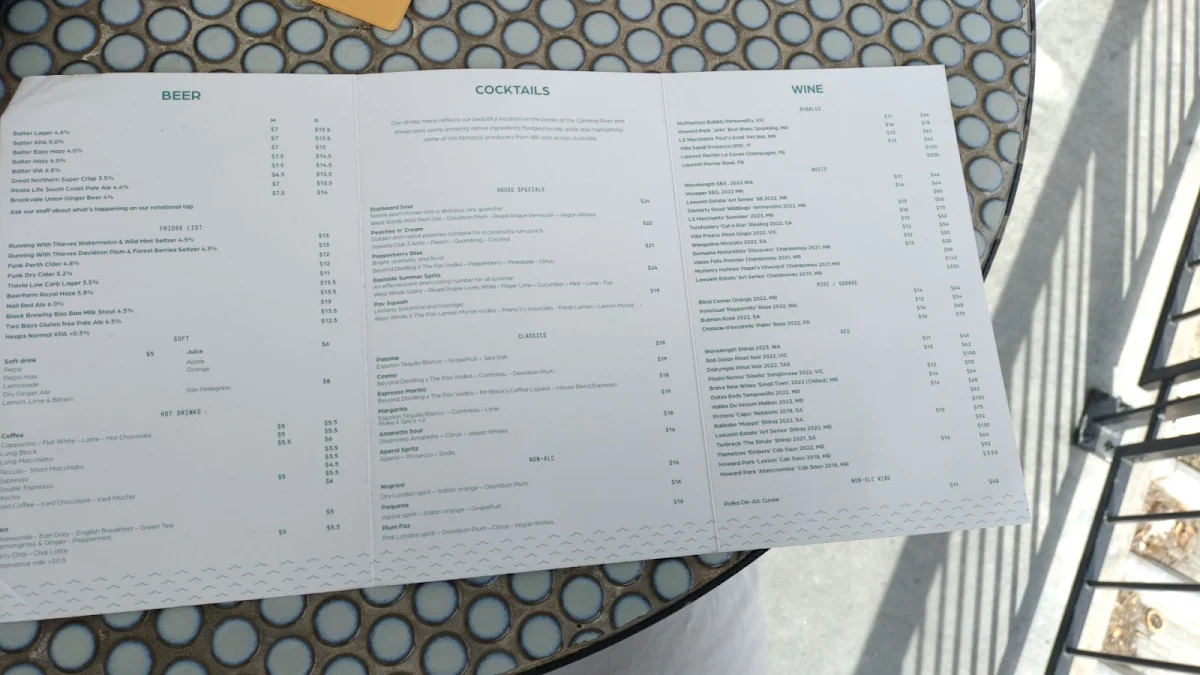 Menu, The Rowing Pavilion