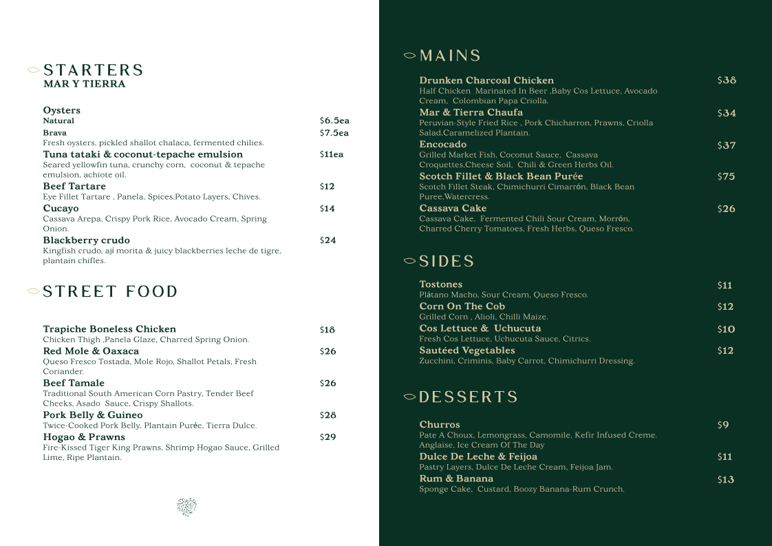 Menu, El Manglar