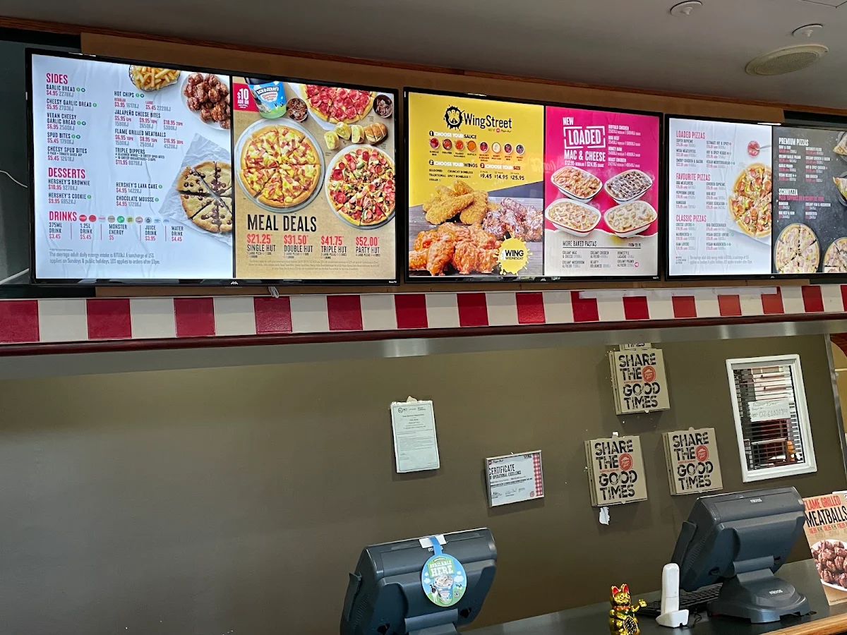 Menu, Pizza Hut Kippax