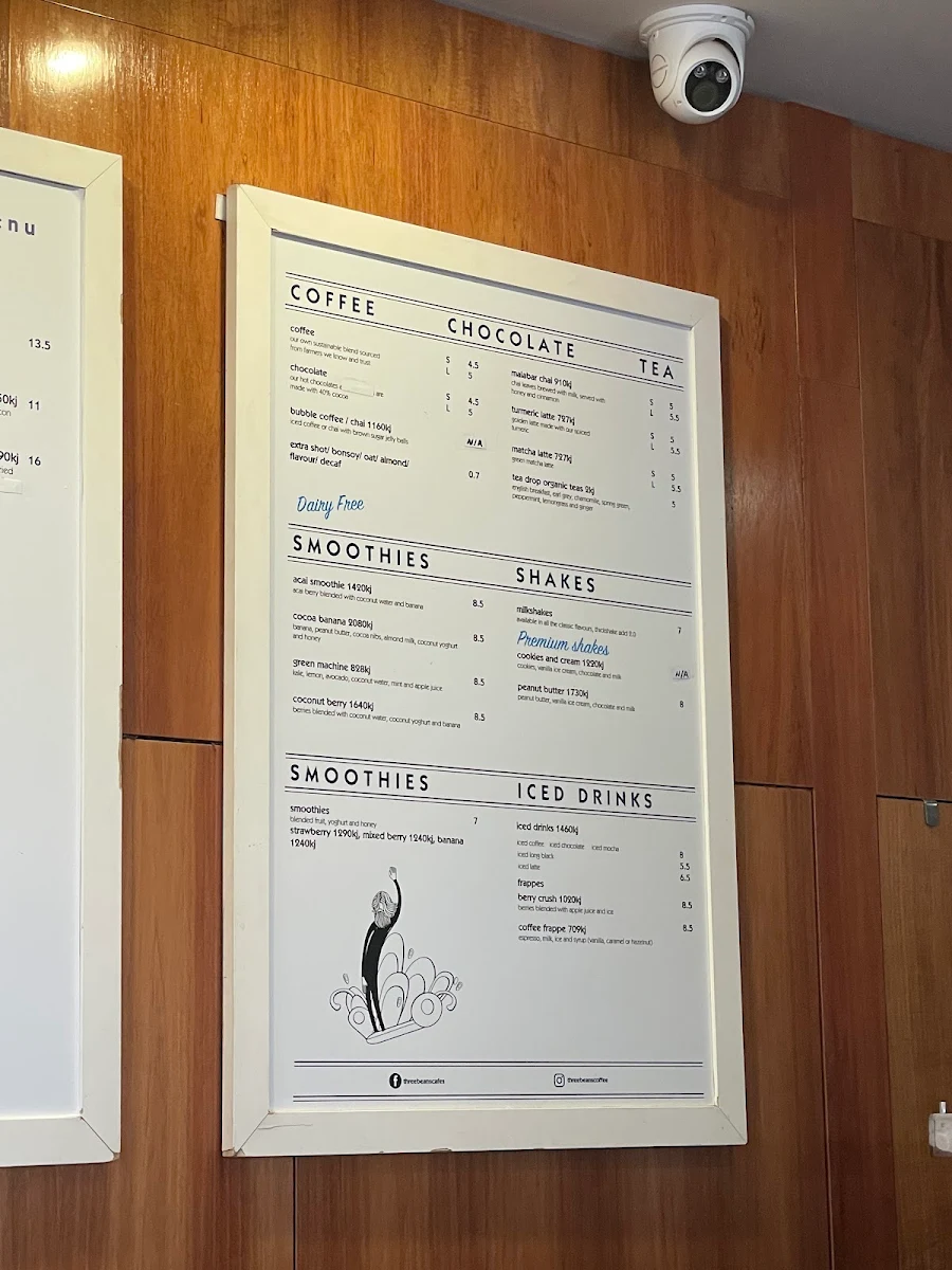 Menu, Three Beans Chatswood Central