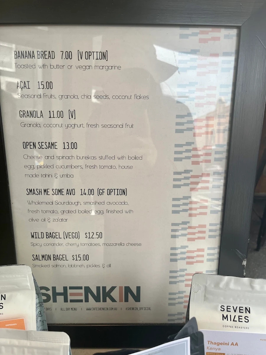 Menu, Shenkin Newtown Espresso Bar