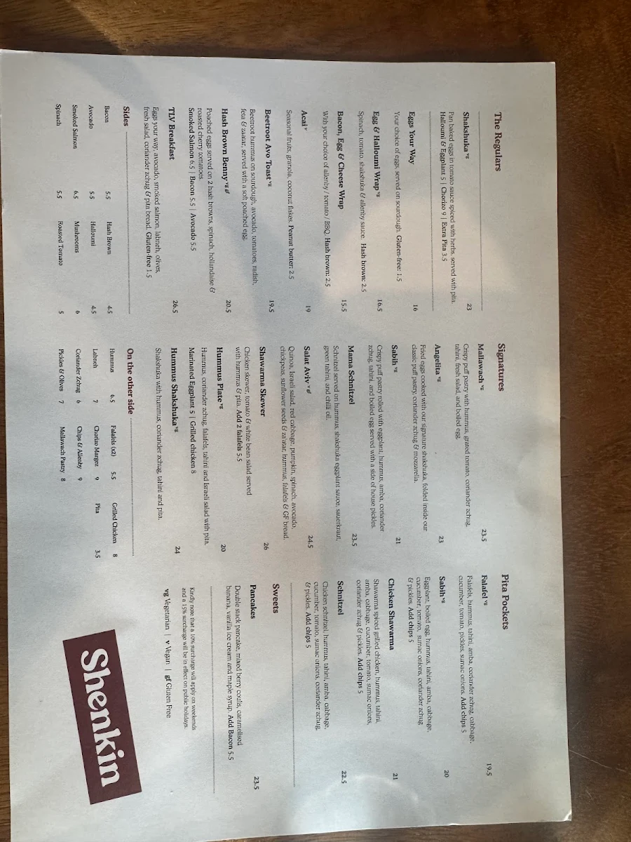 Menu, Shenkin Newtown Espresso Bar
