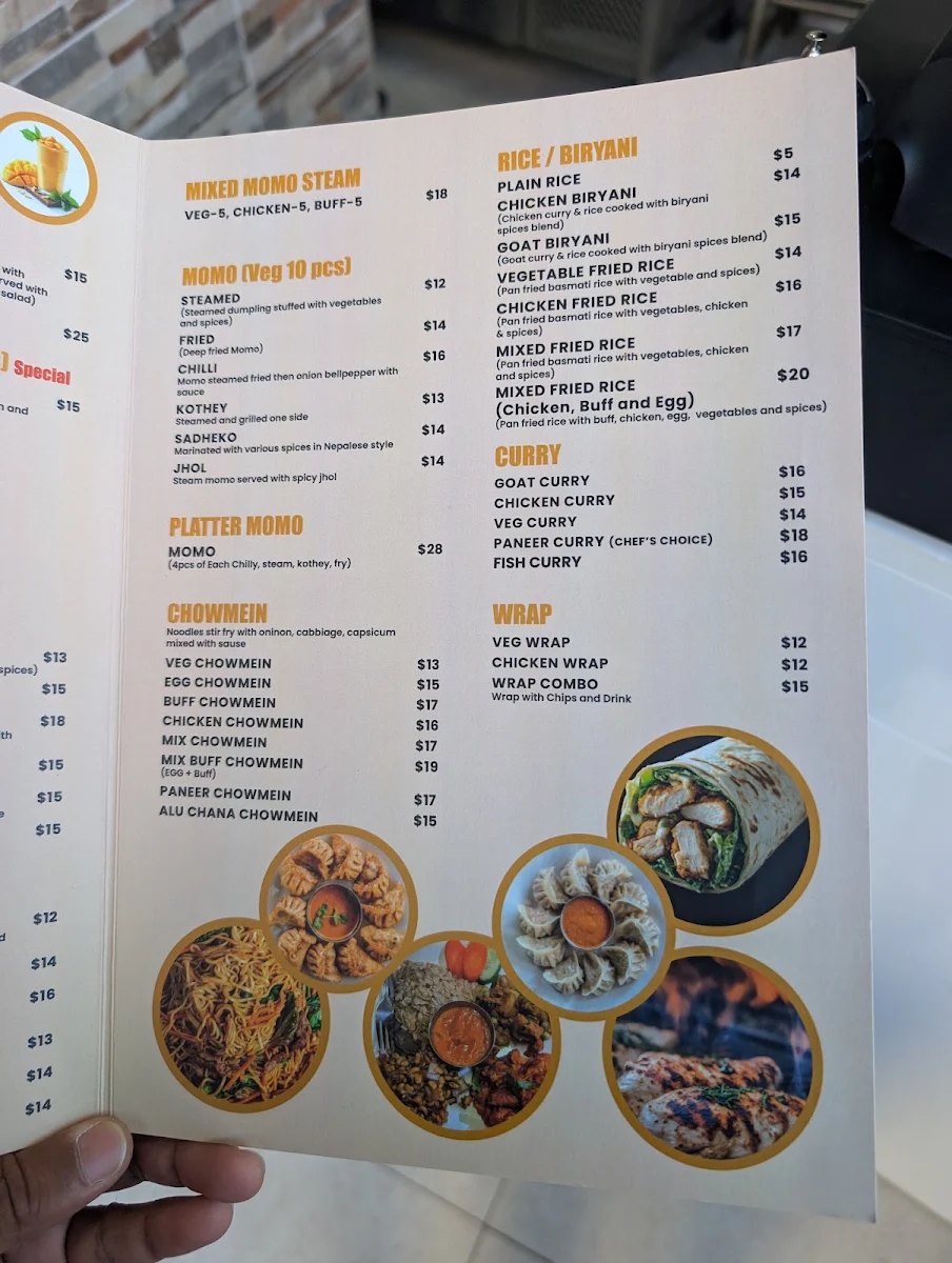 Menu, Chitwan Tass and Momo House