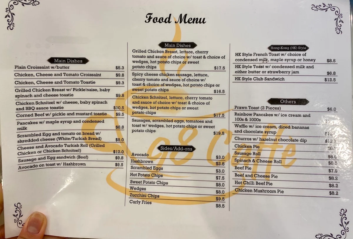 Menu, 98 Caffe