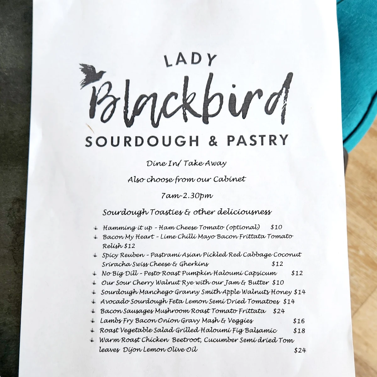 Menu, The Kitchen at Waterford